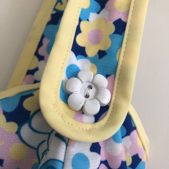 Smurfs X Unique Vintage Smurf Floral Print Pinafore Swing Dress, NWT - Picture 8 of 13